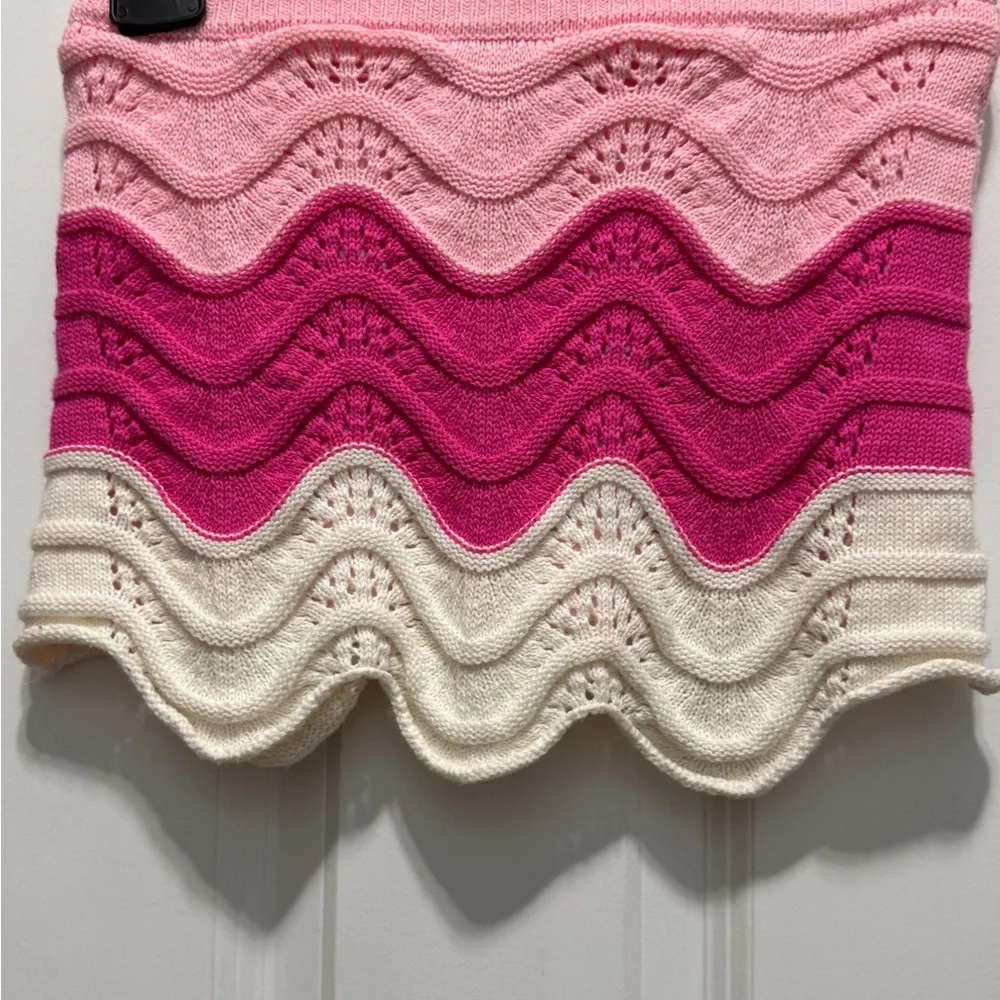 River Island Pink white Mini wave Skirt with Ruffled Style size 6 years